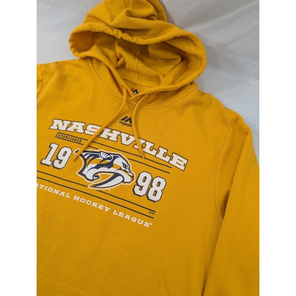 Nashville Predators Hoodie Mens Medium Yellow NHL Hockey Smashville Majestic